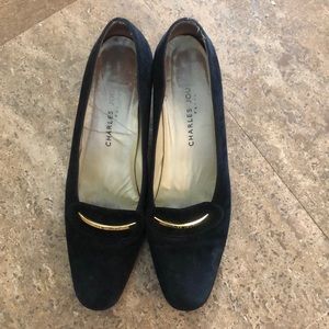 Charles Jourdan black suede heels. Classy look.